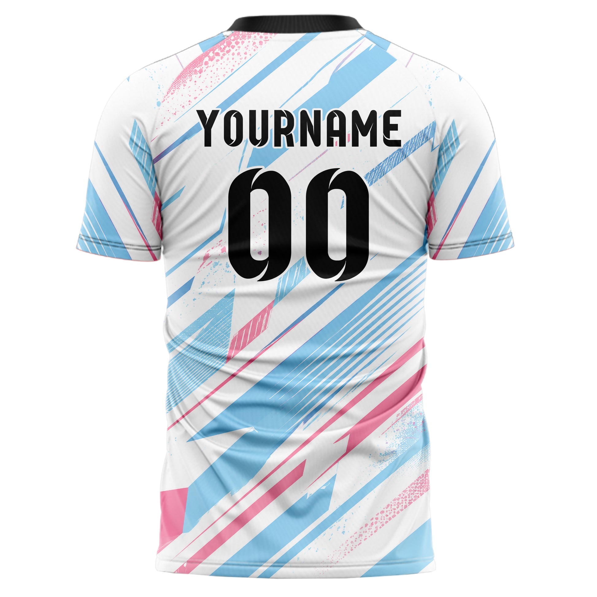 Weiss lebendiges abstrakte Linien diagonale Streamlines Design 12-0267 individuelles Fußballtrikot back
