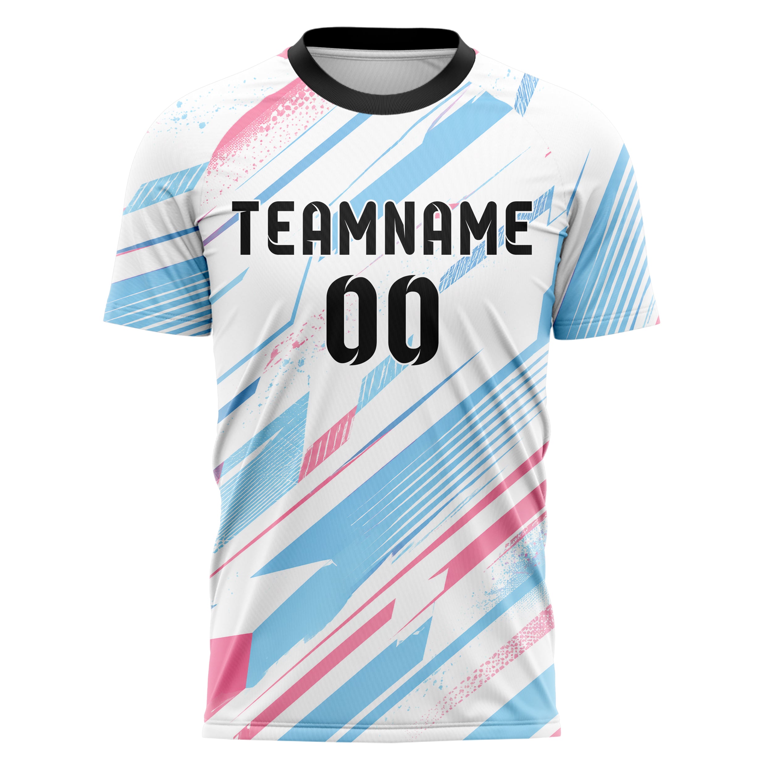 Weiss lebendiges abstrakte Linien diagonale Streamlines Design 12-0267 individuelles Fußballtrikot front