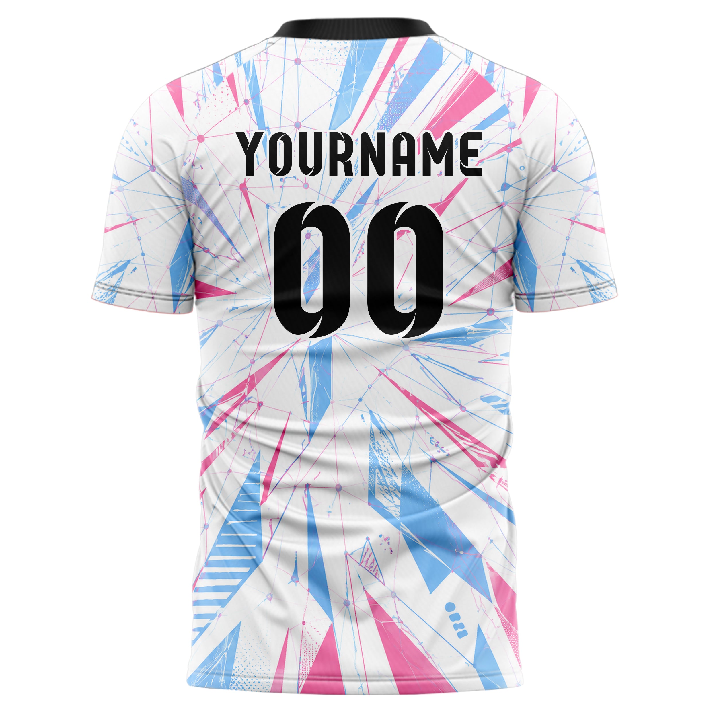 Weiss lebendiges abstrakte Linien Network Web Design 12-0375 individuelles Fußballtrikot back
