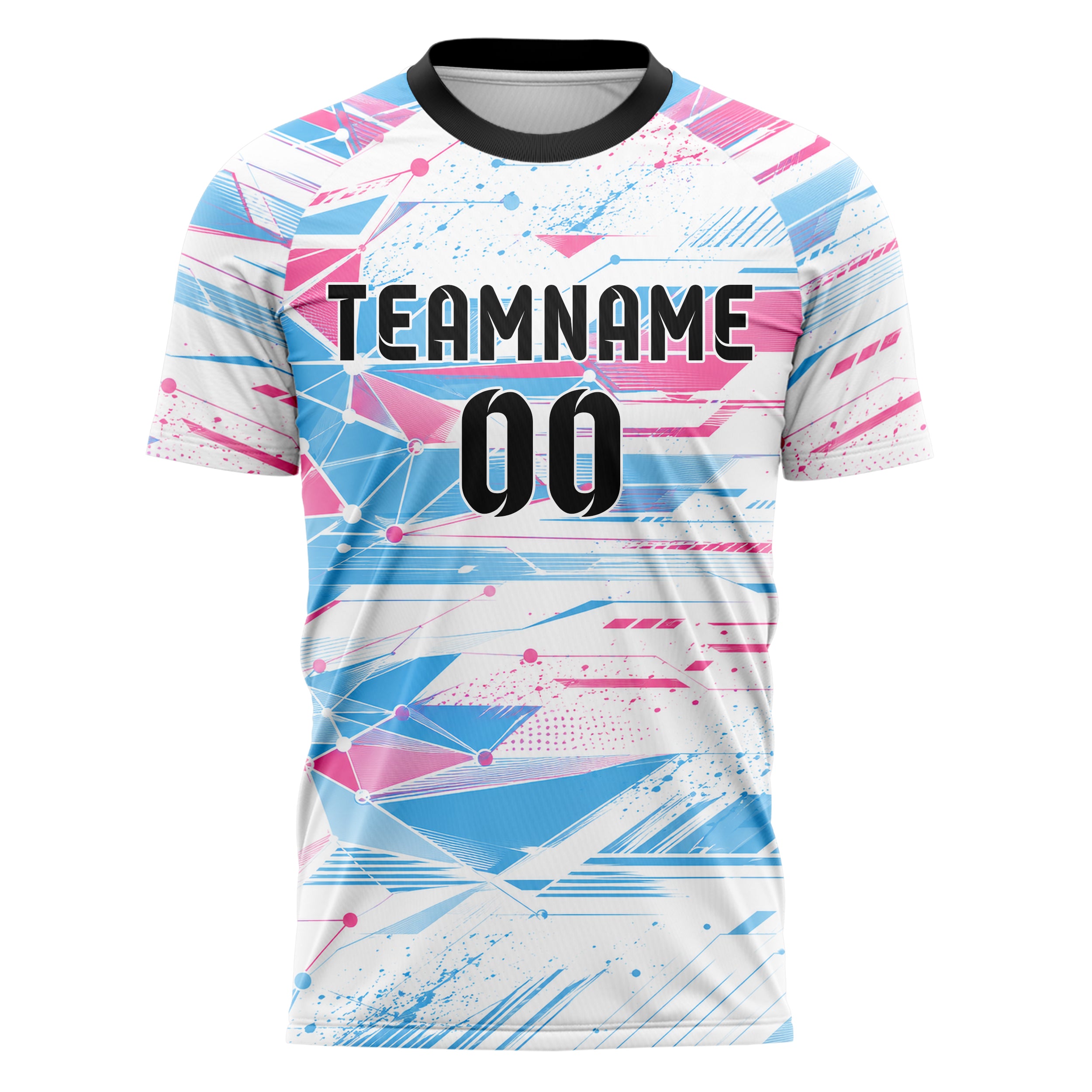 Weiss lebendiges abstrakte Linien Network Web Design 12-0399 individuelles Fußballtrikot front