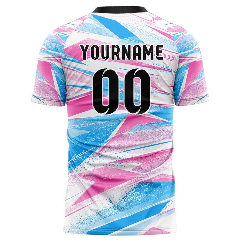 Weiss lebendiges abstrakte Linien Polygon Shards Design 12-0498 individuelles Fußballtrikot back