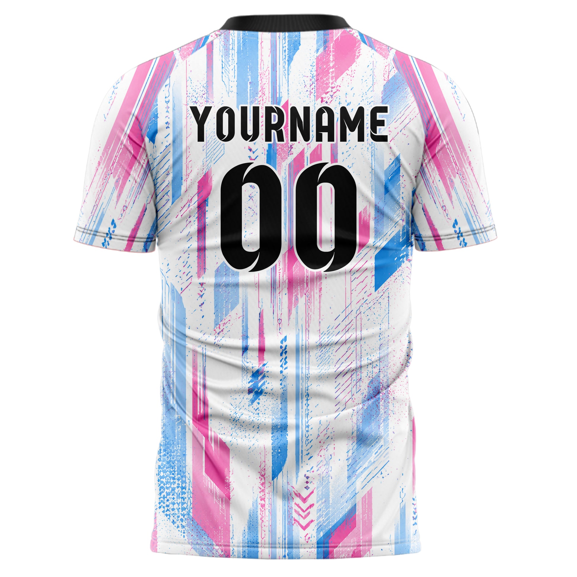 Weiss lebendiges abstrakte Linien Speckles Line Accents Design 12-0024 individuelles Fußballtrikot back