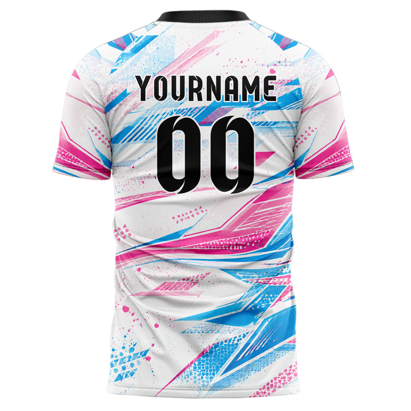 Weiss lebendiges abstrakte Linien Speckles Line Accents Design 12-0120 individuelles Fußballtrikot back