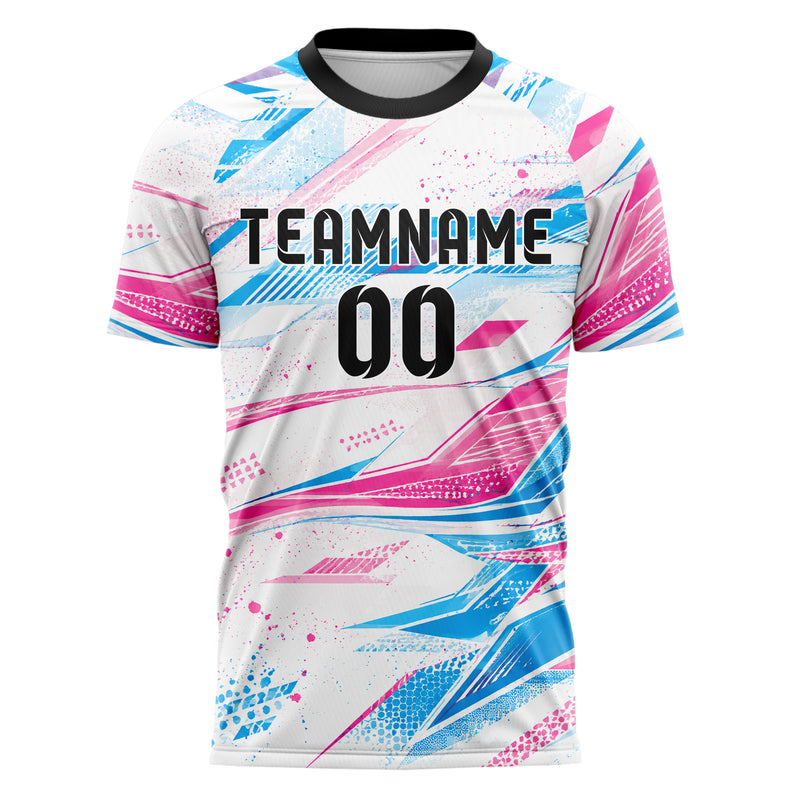Weiss lebendiges abstrakte Linien Speckles Line Accents Design 12-0120 individuelles Fußballtrikot front