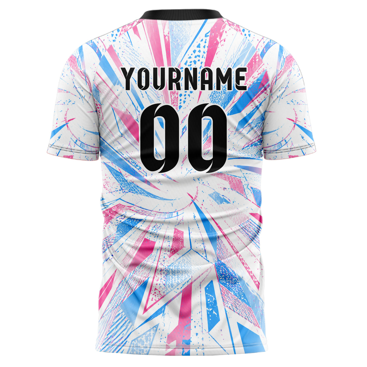 Weiss lebendiges abstrakte Linien Speckles Line Accents Design 12-0168 individuelles Fußballtrikot back