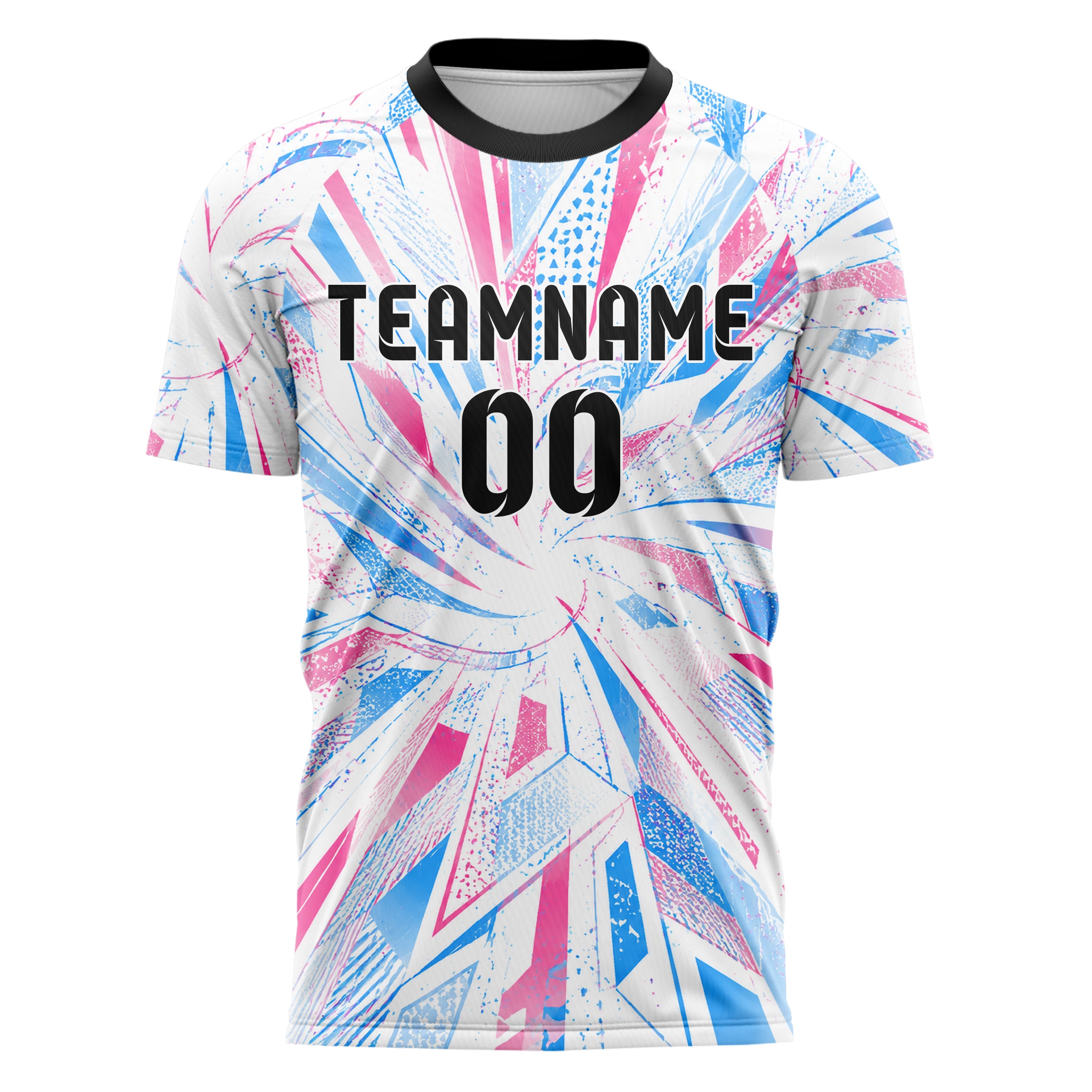 Weiss lebendiges abstrakte Linien Speckles Line Accents Design 12-0168 individuelles Fußballtrikot front