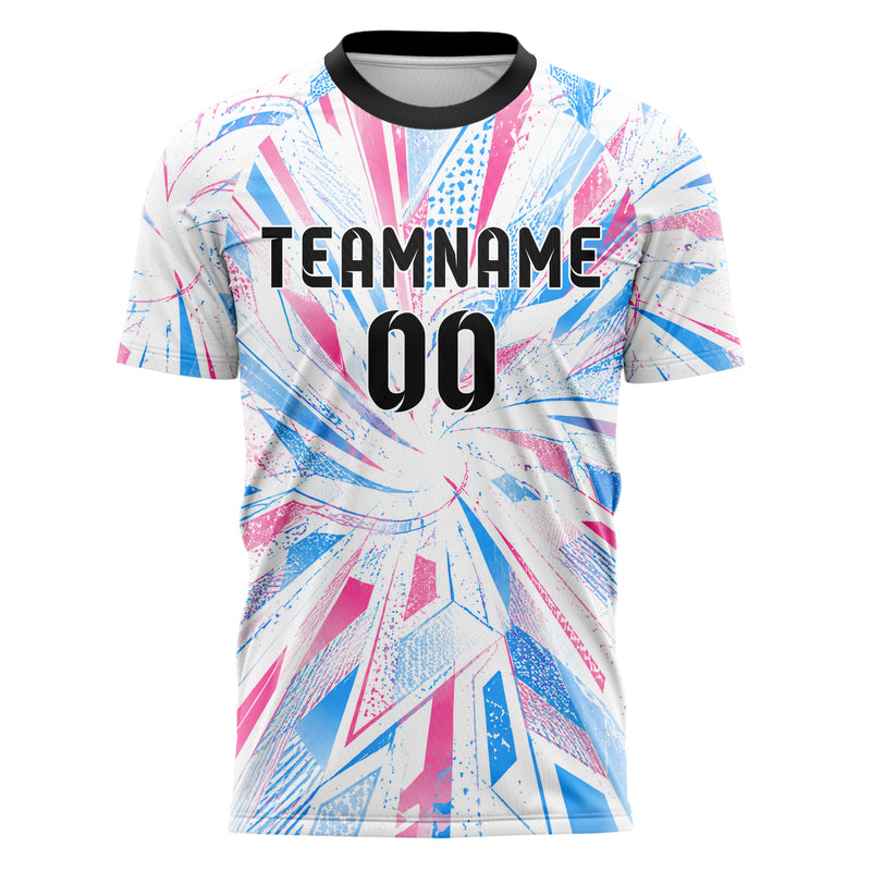 Weiss lebendiges abstrakte Linien Speckles Line Accents Design 12-0168 individuelles Fußballtrikot front