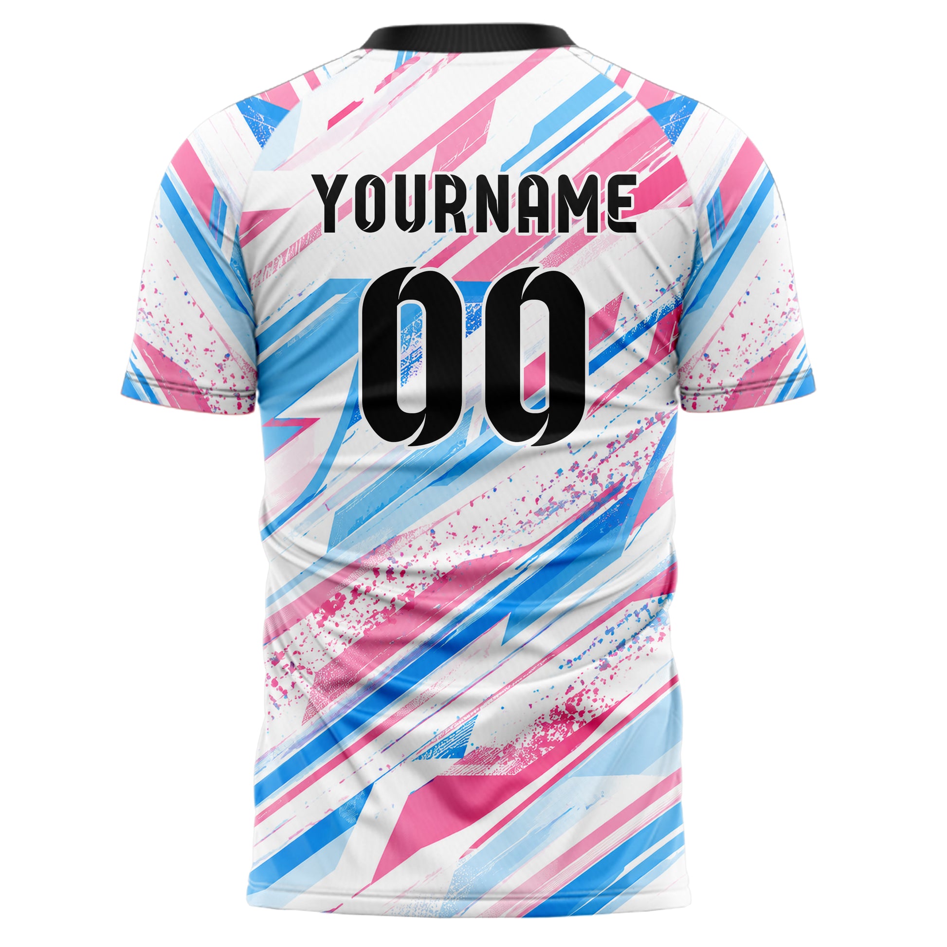 Weiss lebendiges abstrakte Linien Speckles Line Accents Design 12-0576 individuelles Fußballtrikot back