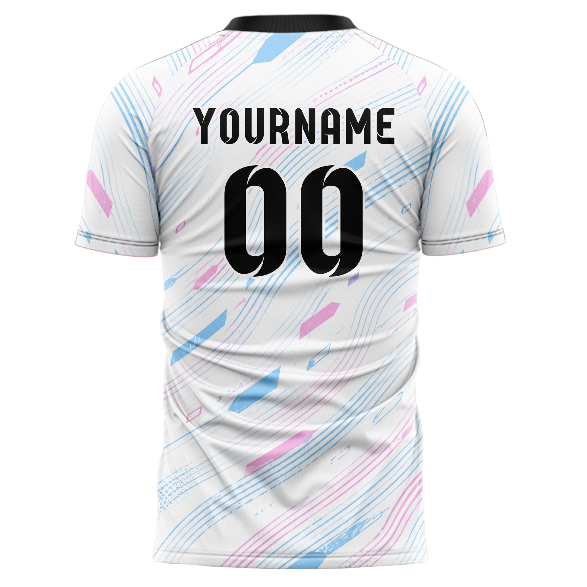 Weiss lebendiges abstrakte Linien wavy Parallel Curves Design 12-0078 individuelles Fußballtrikot back