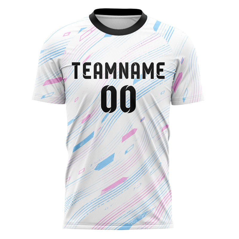 Weiss lebendiges abstrakte Linien wavy Parallel Curves Design 12-0078 individuelles Fußballtrikot front