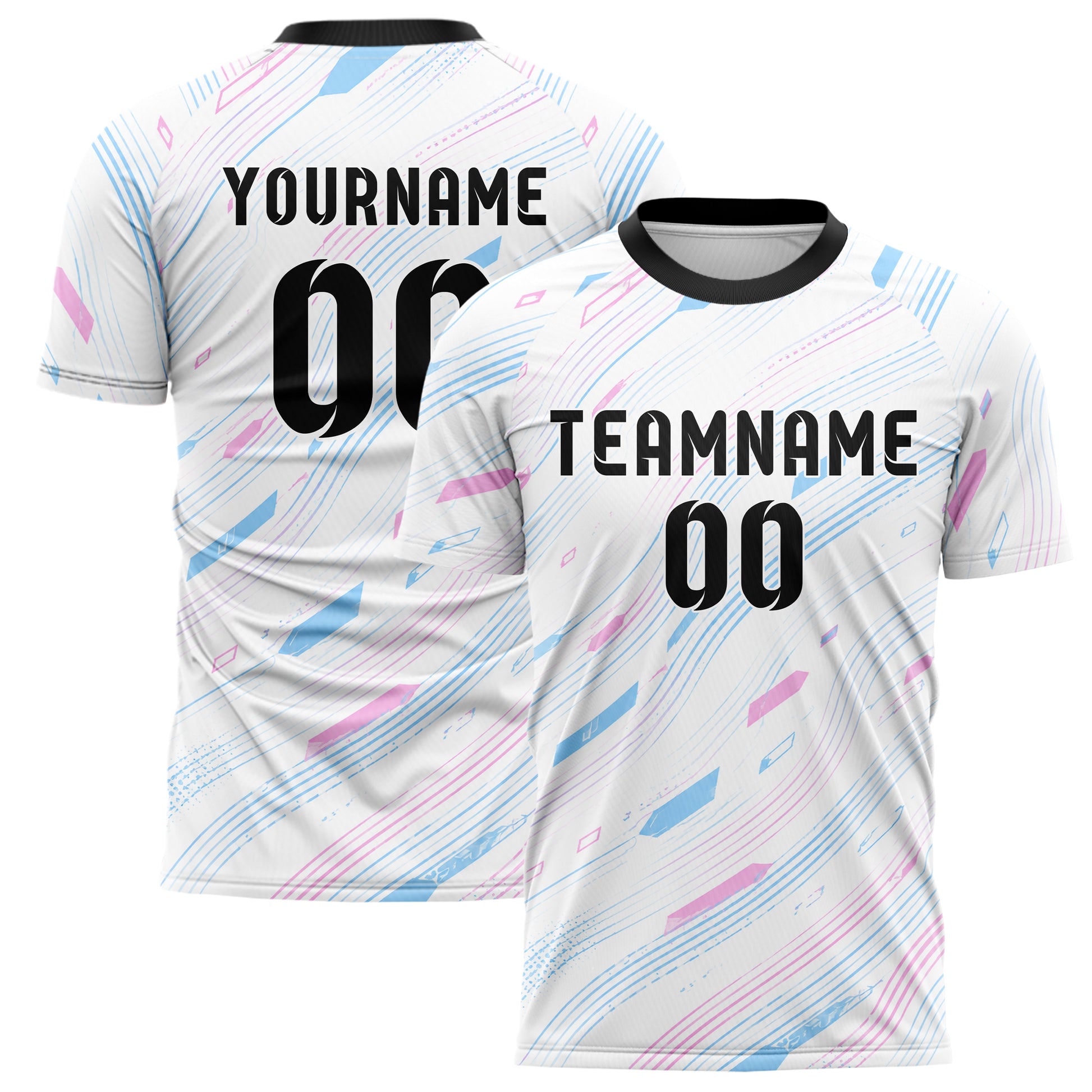 Weiss lebendiges abstrakte Linien wavy Parallel Curves Design 12-0078 individuelles Fußballtrikot main