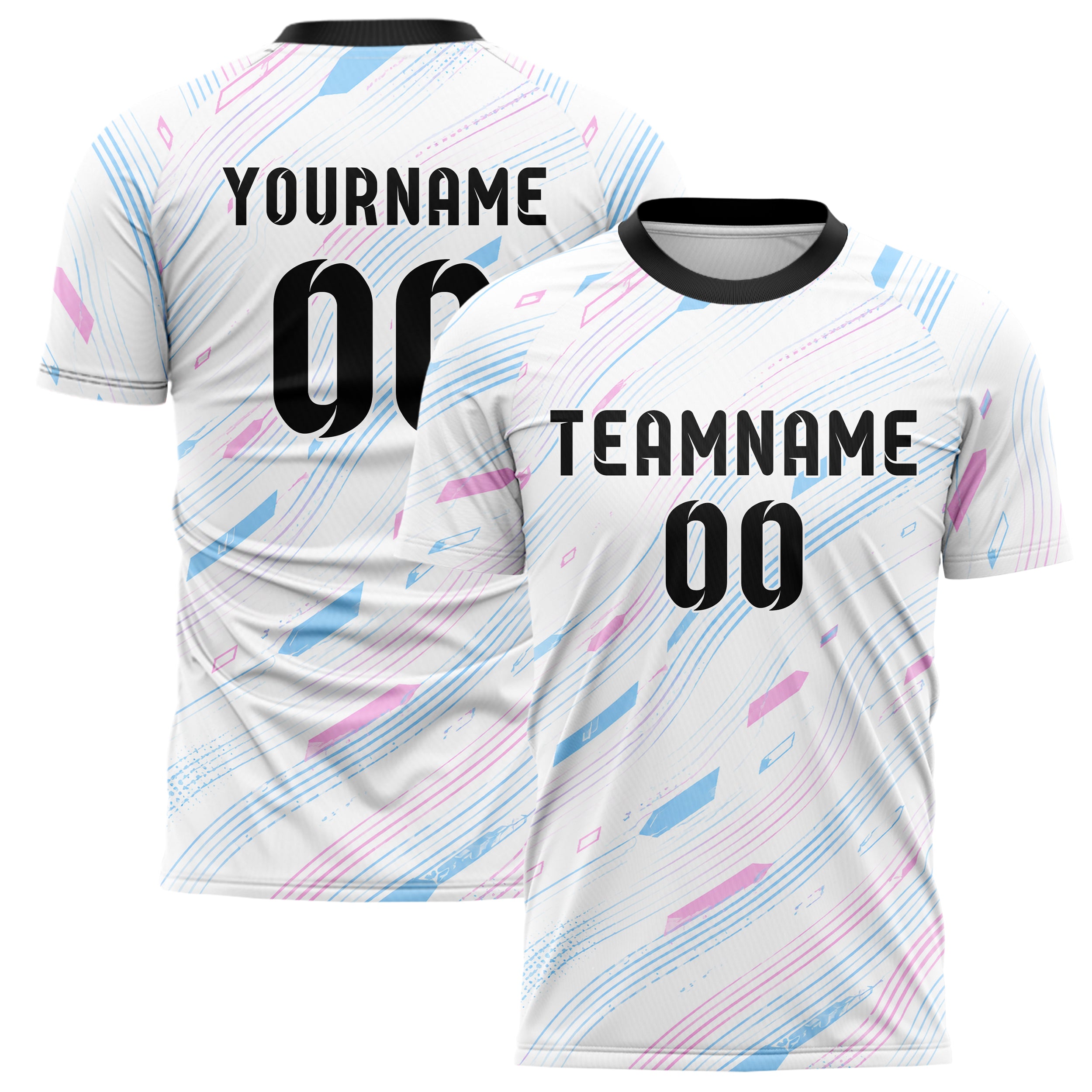 Weiss lebendiges abstrakte Linien wavy Parallel Curves Design 12-0078 individuelles Fußballtrikot main