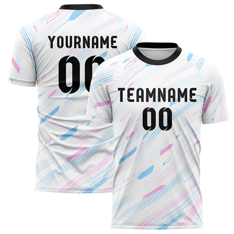 Weiss lebendiges abstrakte Linien wavy Parallel Curves Design 12-0078 individuelles Fußballtrikot main