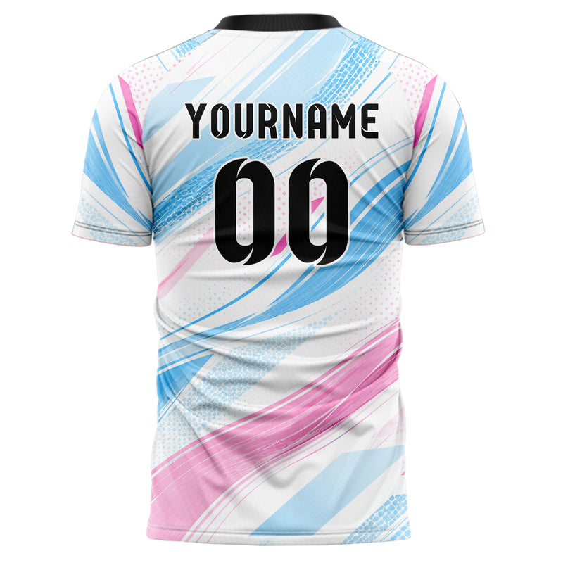 Weiss lebendiges abstrakte Linien wavy Parallel Curves Design 12-0342 individuelles Fußballtrikot back