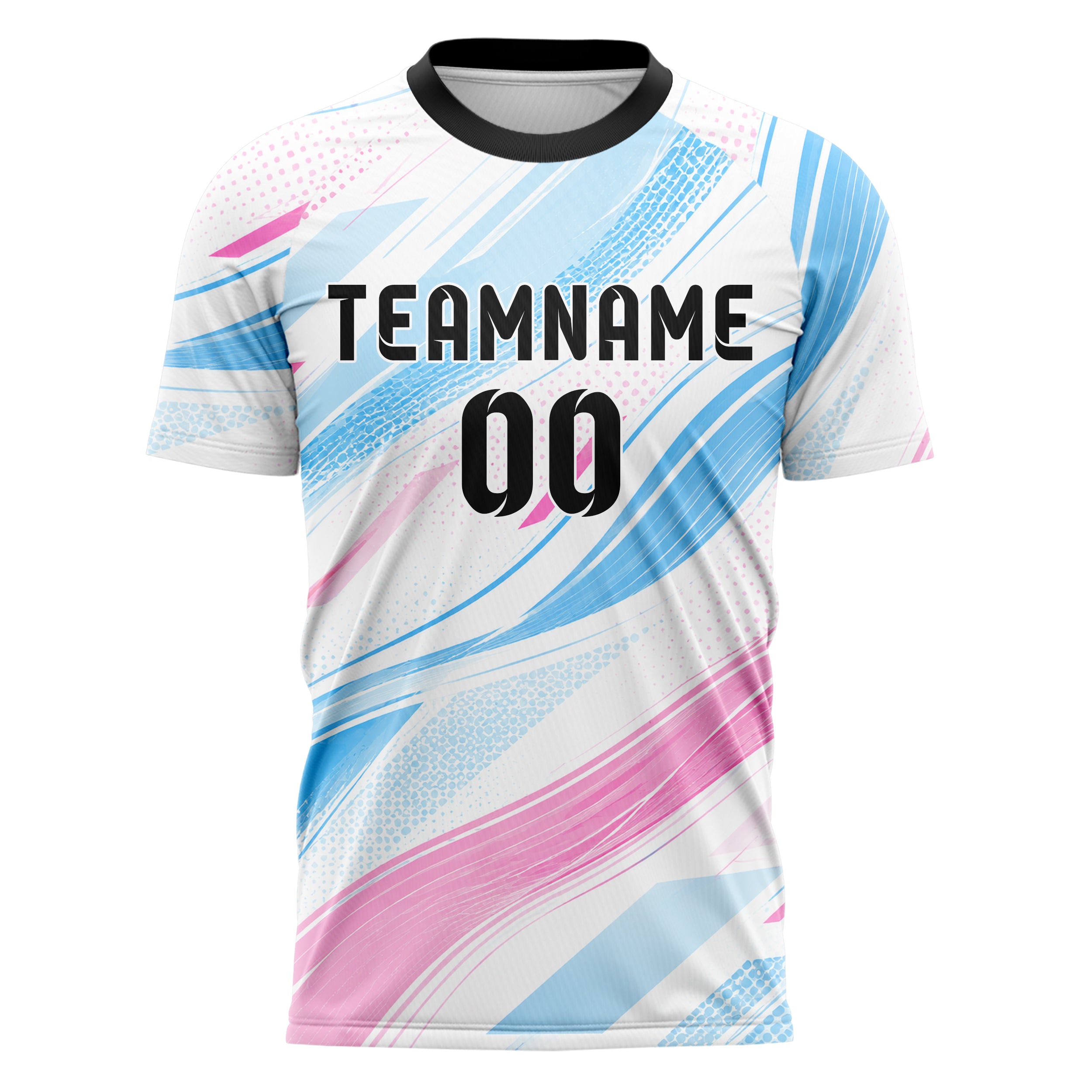 Weiss lebendiges abstrakte Linien wavy Parallel Curves Design 12-0342 individuelles Fußballtrikot front