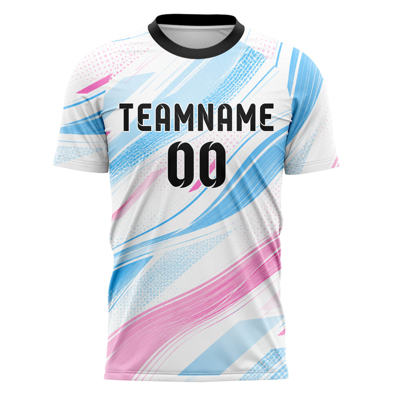 Weiss lebendiges abstrakte Linien wavy Parallel Curves Design 12-0342 individuelles Fußballtrikot front
