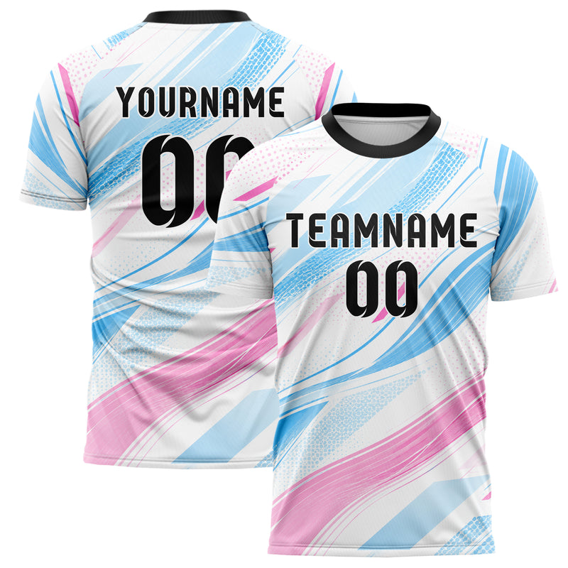 Weiss lebendiges abstrakte Linien wavy Parallel Curves Design 12-0342 individuelles Fußballtrikot main