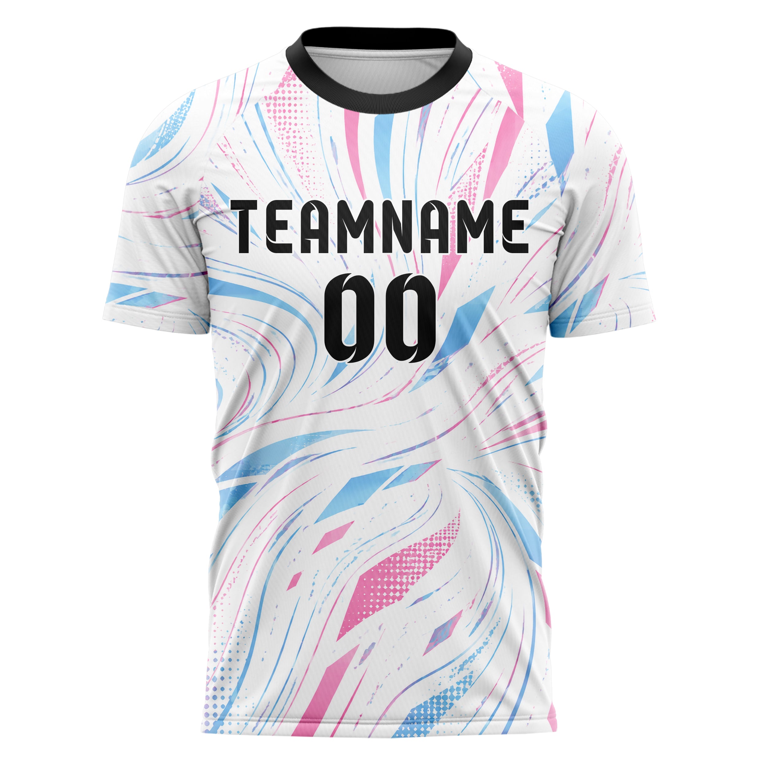 Weiss lebendiges abstrakte Linien wavy Parallel Curves Design 12-0366 individuelles Fußballtrikot front
