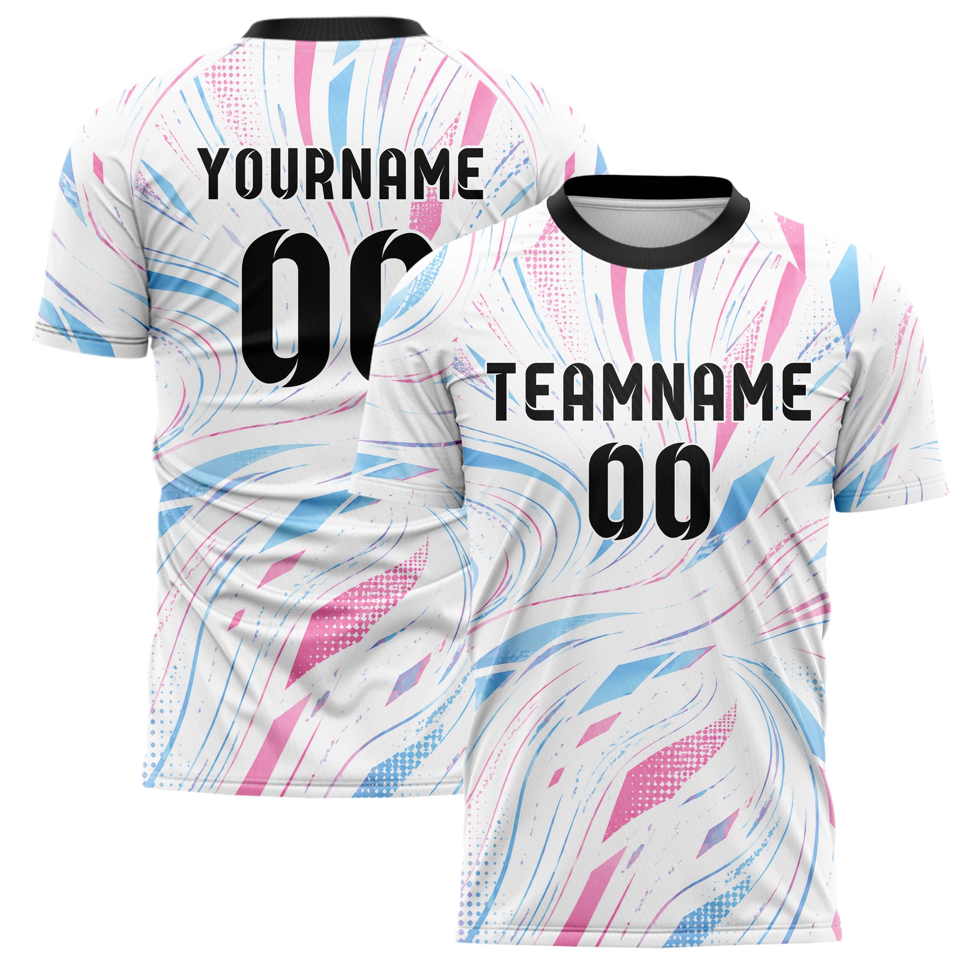 Weiss lebendiges abstrakte Linien wavy Parallel Curves Design 12-0366 individuelles Fußballtrikot main