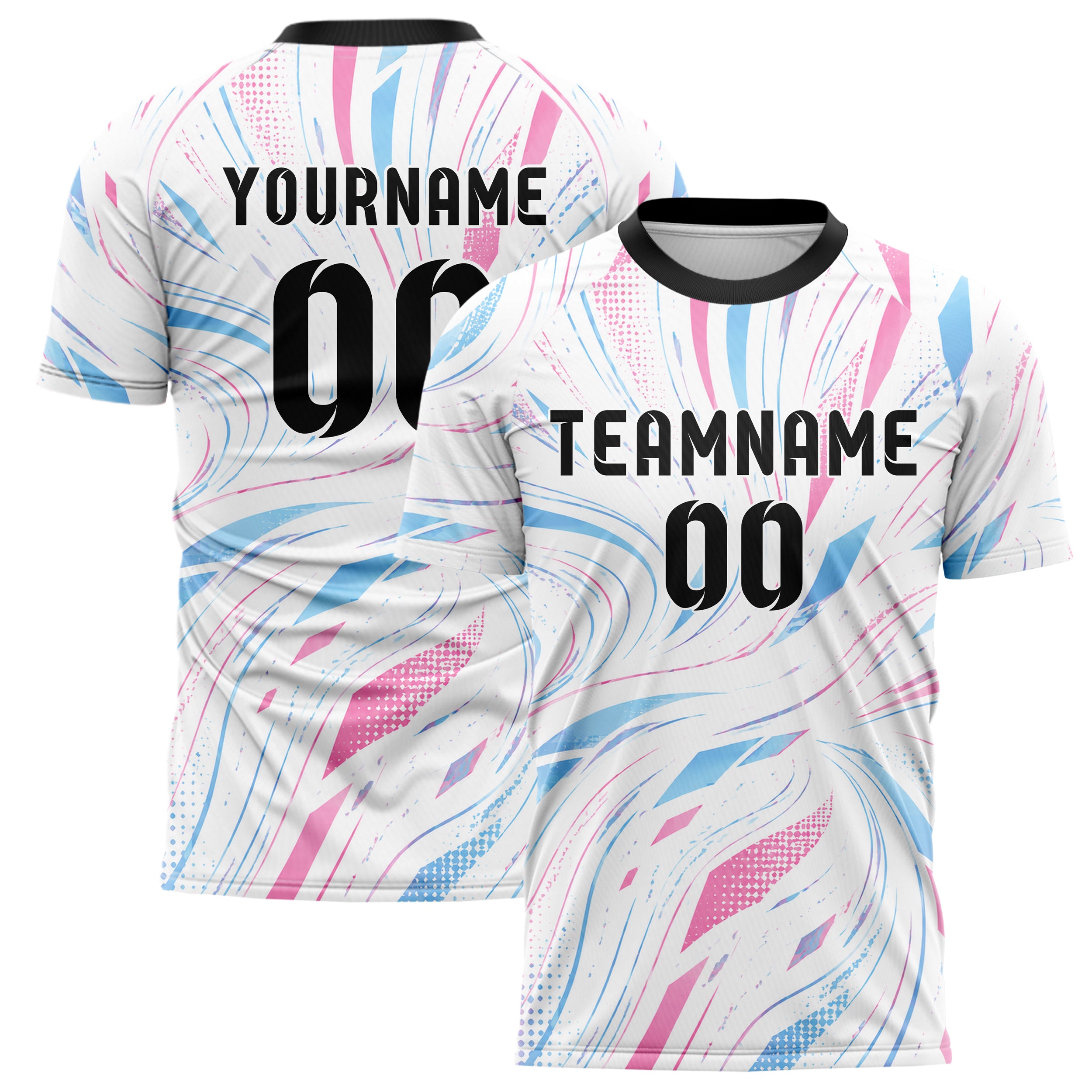 Weiss lebendiges abstrakte Linien wavy Parallel Curves Design 12-0366 individuelles Fußballtrikot main
