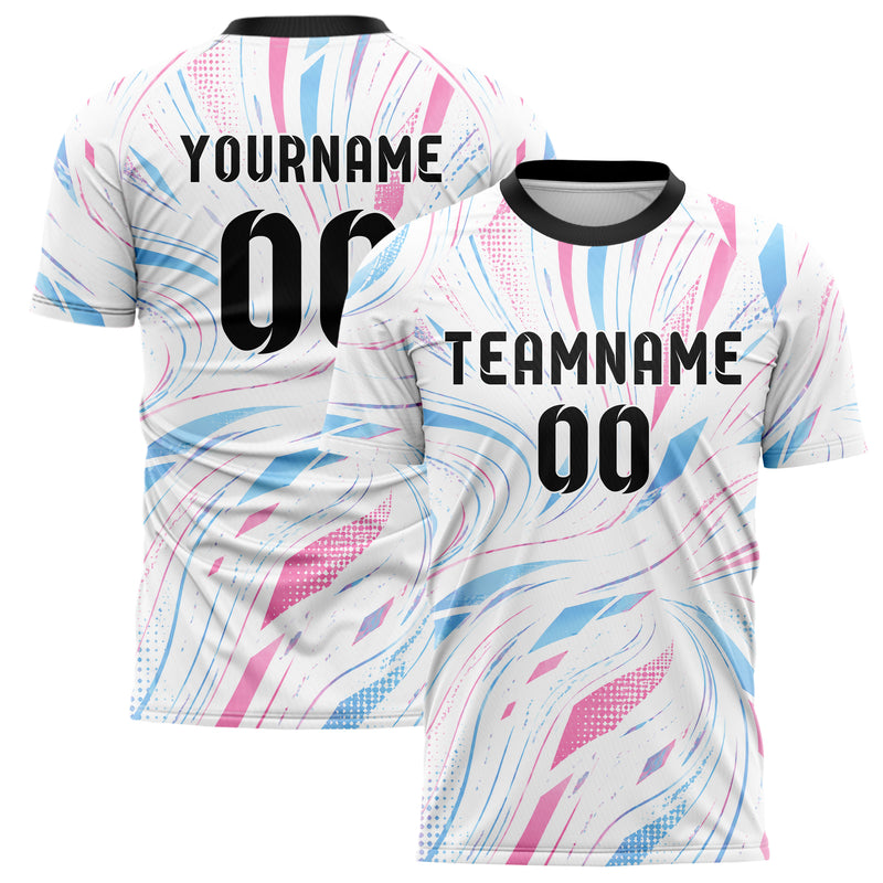 Weiss lebendiges abstrakte Linien wavy Parallel Curves Design 12-0366 individuelles Fußballtrikot main