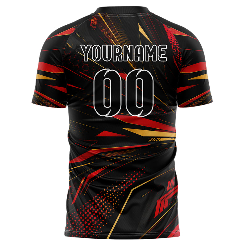 Schwarz dunkles abstrakte Linien asymmetrische Vector Panels Design 12-0025 individuelles Fußballtrikot back