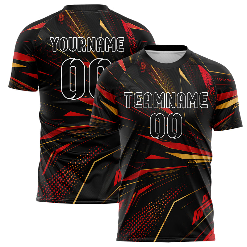 Schwarz dunkles abstrakte Linien asymmetrische Vector Panels Design 12-0025 individuelles Fußballtrikot main