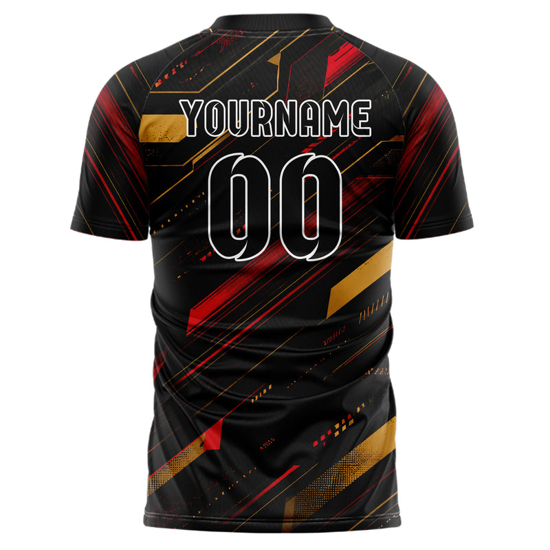Schwarz dunkles abstrakte Linien asymmetrische Vector Panels Design 12-0217 individuelles Fußballtrikot back