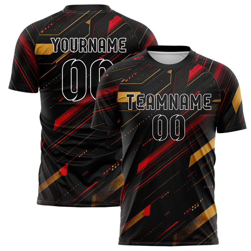 Schwarz dunkles abstrakte Linien asymmetrische Vector Panels Design 12-0217 individuelles Fußballtrikot main