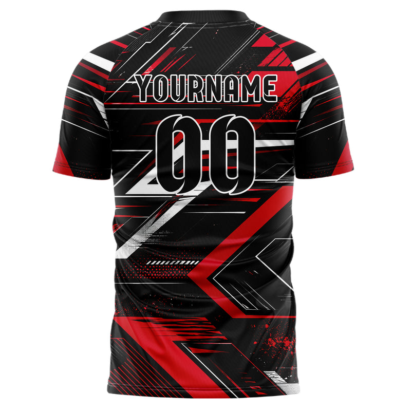 Schwarz dunkles abstrakte Linien asymmetrische Vector Panels Design 12-0329 individuelles Fußballtrikot back
