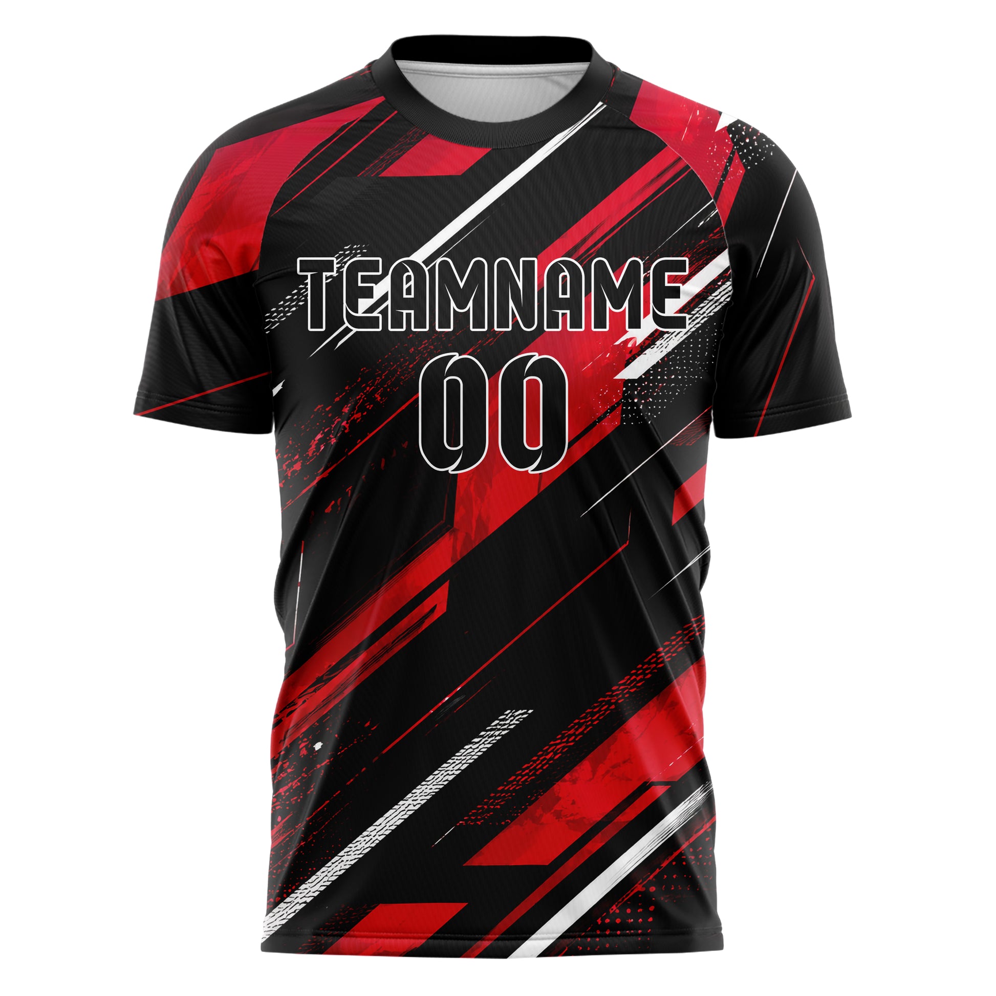 Schwarz dunkles abstrakte Linien diagonale Streamlines Design 12-0059 individuelles Fußballtrikot front