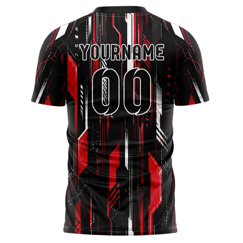Schwarz dunkles abstrakte Linien diagonale Streamlines Design 12-0227 individuelles Fußballtrikot back