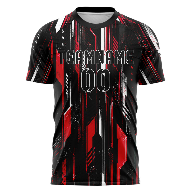 Schwarz dunkles abstrakte Linien diagonale Streamlines Design 12-0227 individuelles Fußballtrikot front