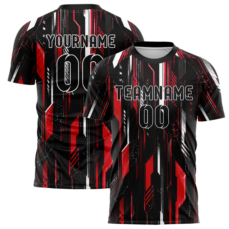 Schwarz dunkles abstrakte Linien diagonale Streamlines Design 12-0227 individuelles Fußballtrikot main