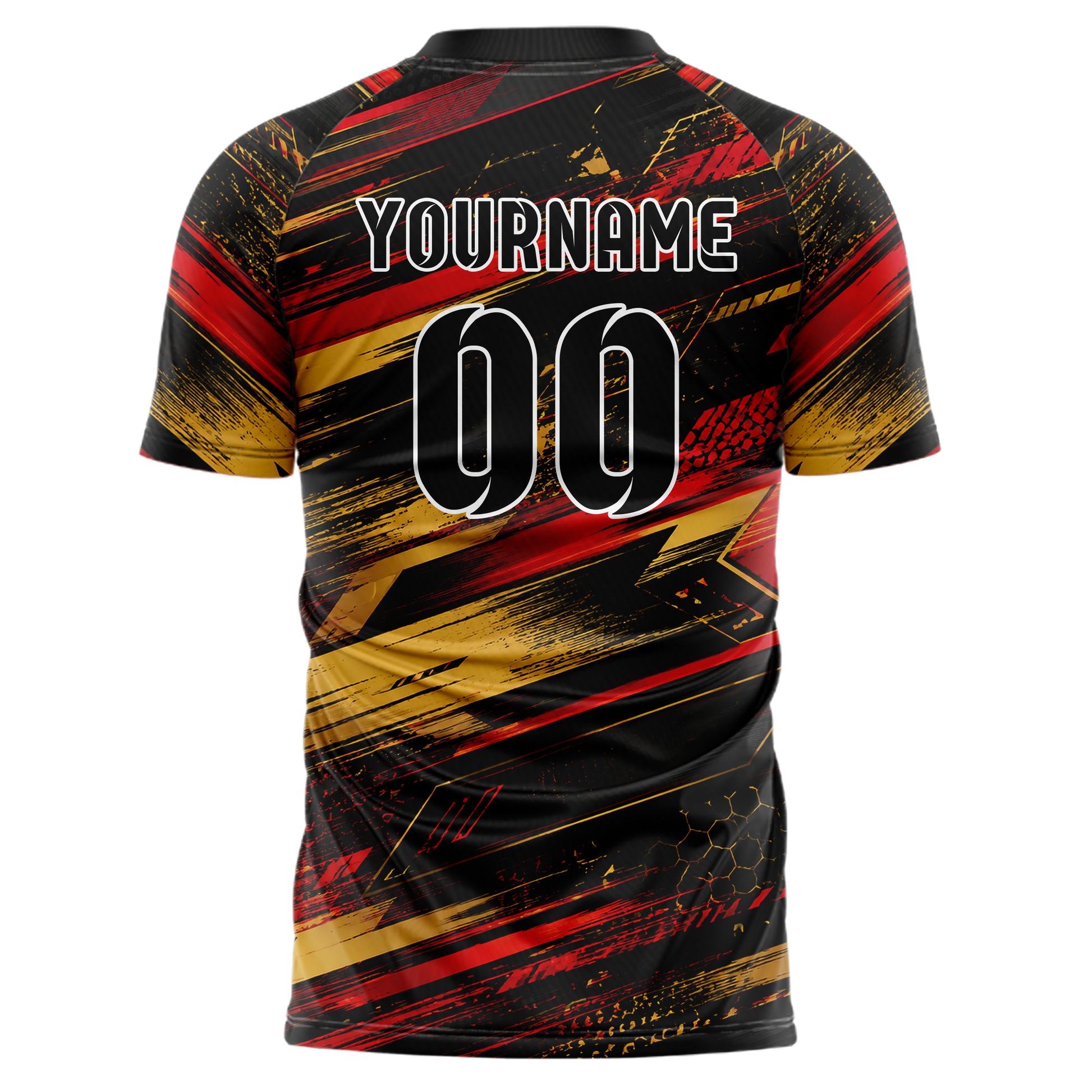 Schwarz dunkles abstrakte Linien diagonale Streamlines Design 12-0547 individuelles Fußballtrikot back