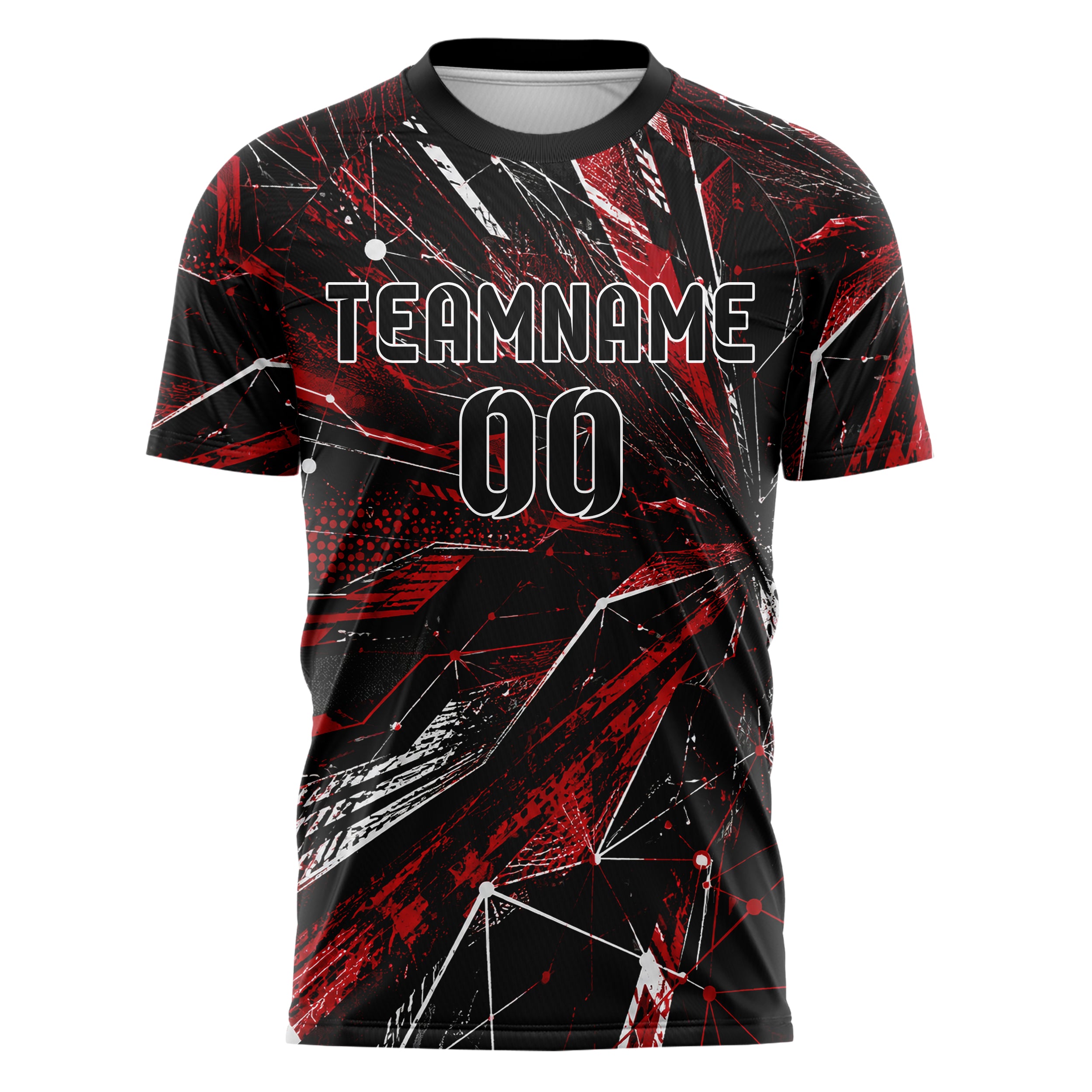 Schwarz dunkles abstrakte Linien Network Web Design 12-0047 individuelles Fußballtrikot front