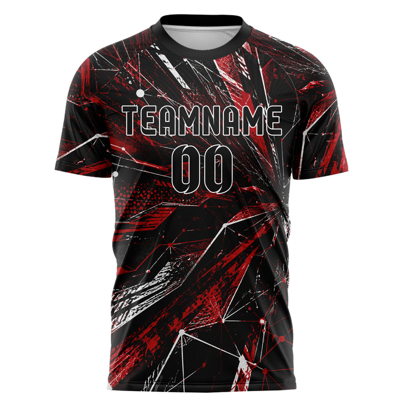 Schwarz dunkles abstrakte Linien Network Web Design 12-0047 individuelles Fußballtrikot front