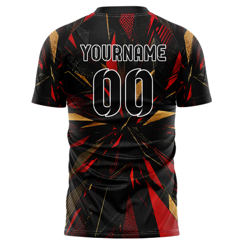 Schwarz dunkles abstrakte Linien Polygon Shards Design 12-0226 individuelles Fußballtrikot back