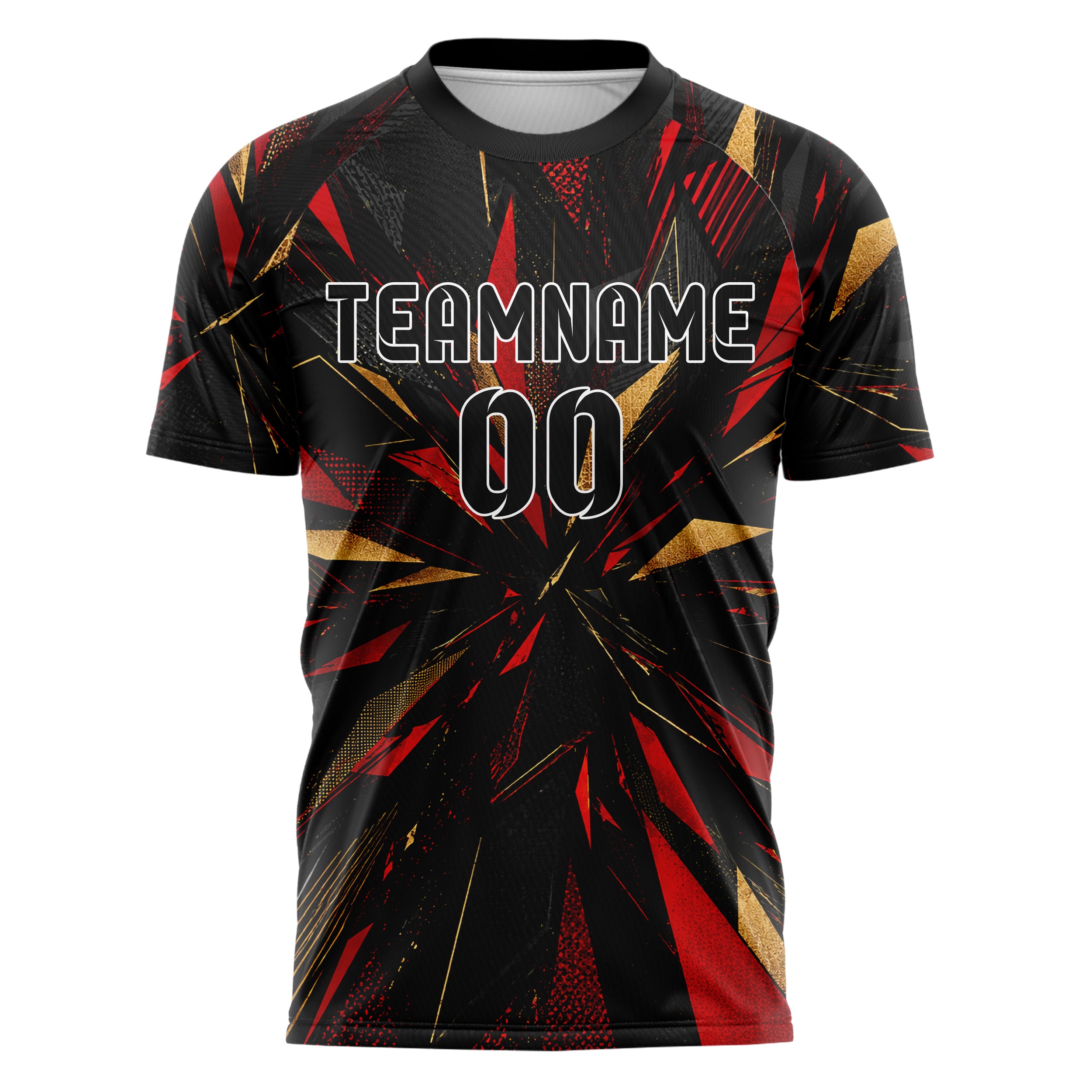 Schwarz dunkles abstrakte Linien Polygon Shards Design 12-0226 individuelles Fußballtrikot front