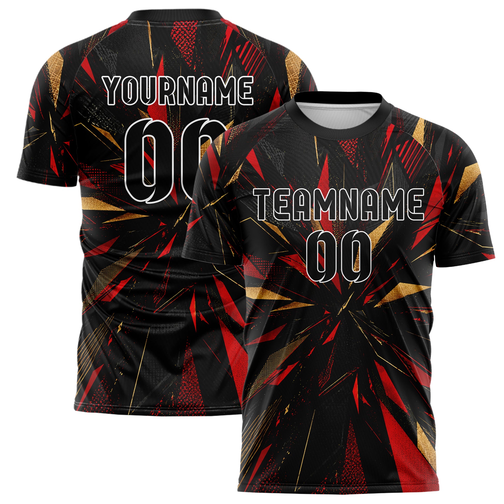 Schwarz dunkles abstrakte Linien Polygon Shards Design 12-0226 individuelles Fußballtrikot main