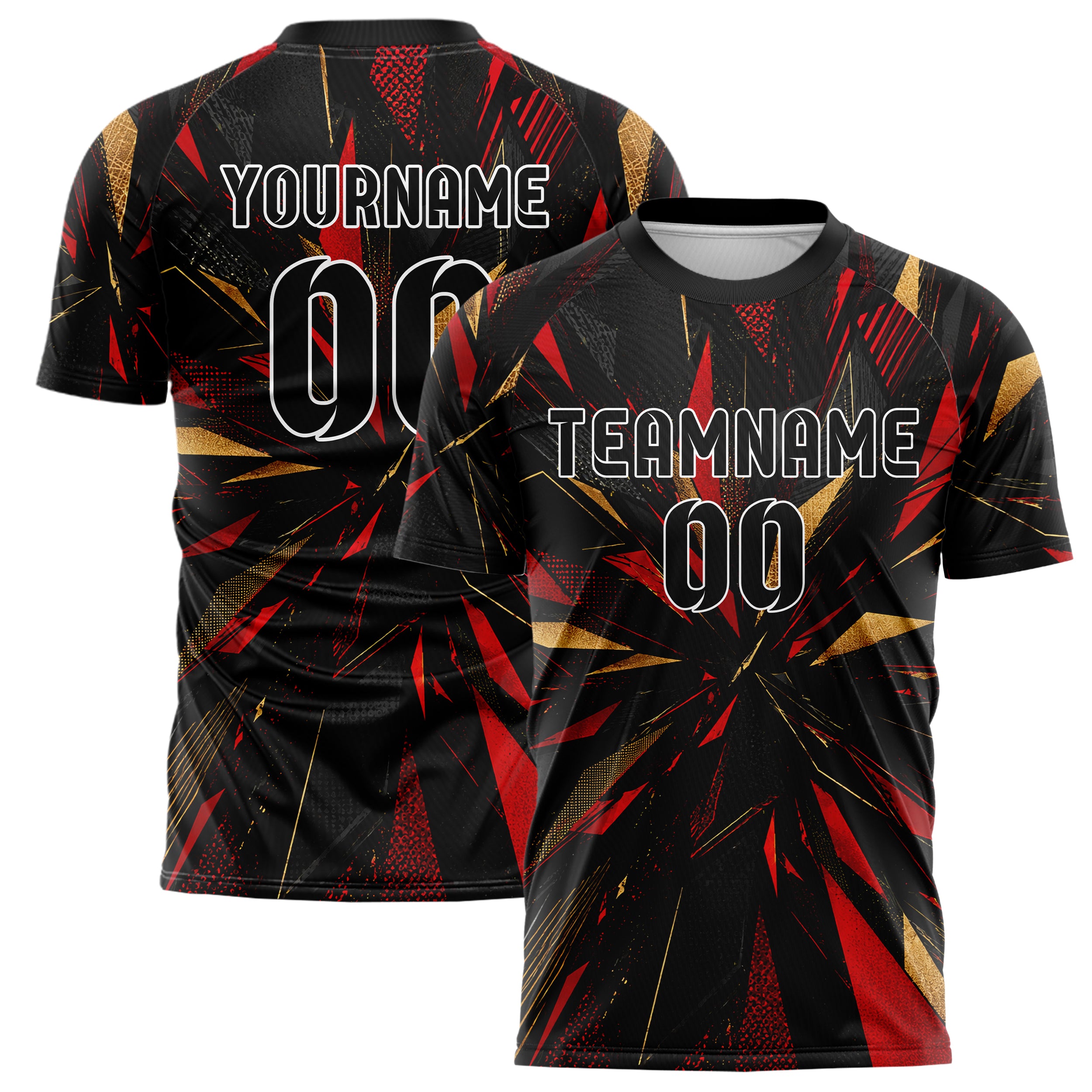 Schwarz dunkles abstrakte Linien Polygon Shards Design 12-0226 individuelles Fußballtrikot main