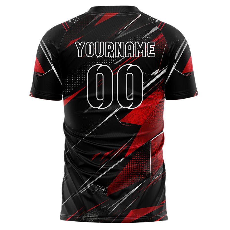 Schwarz dunkles abstrakte Linien Polygon Shards Design 12-0386 individuelles Fußballtrikot back