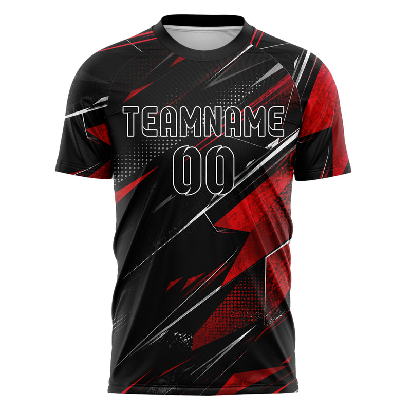 Schwarz dunkles abstrakte Linien Polygon Shards Design 12-0386 individuelles Fußballtrikot front