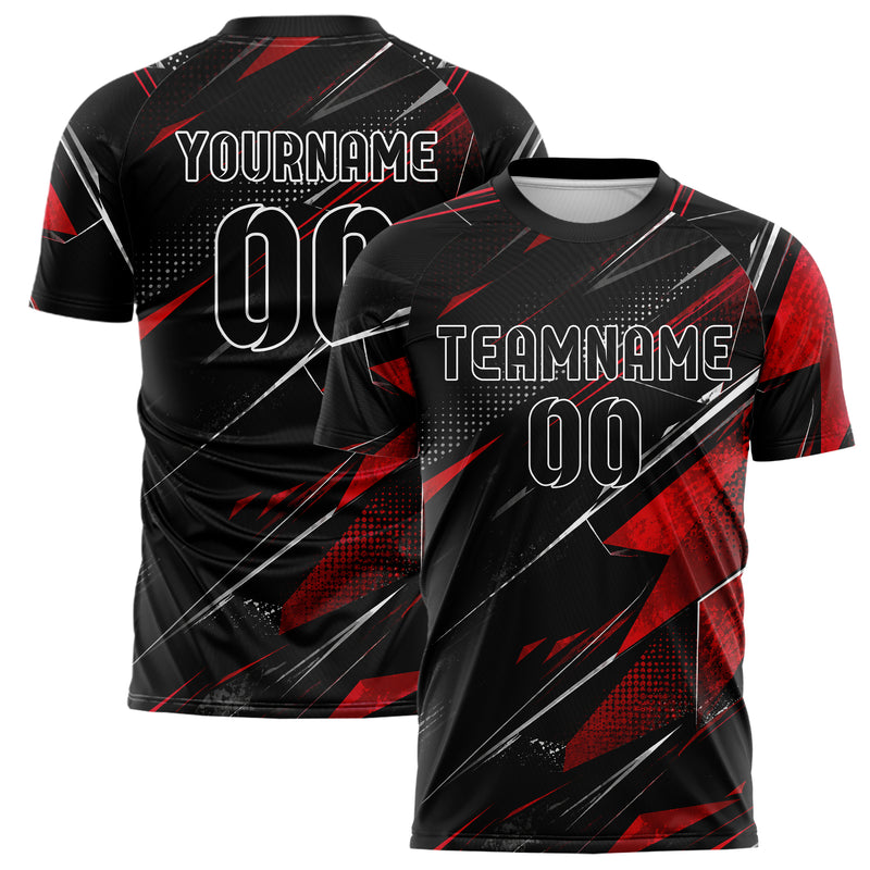 Schwarz dunkles abstrakte Linien Polygon Shards Design 12-0386 individuelles Fußballtrikot main