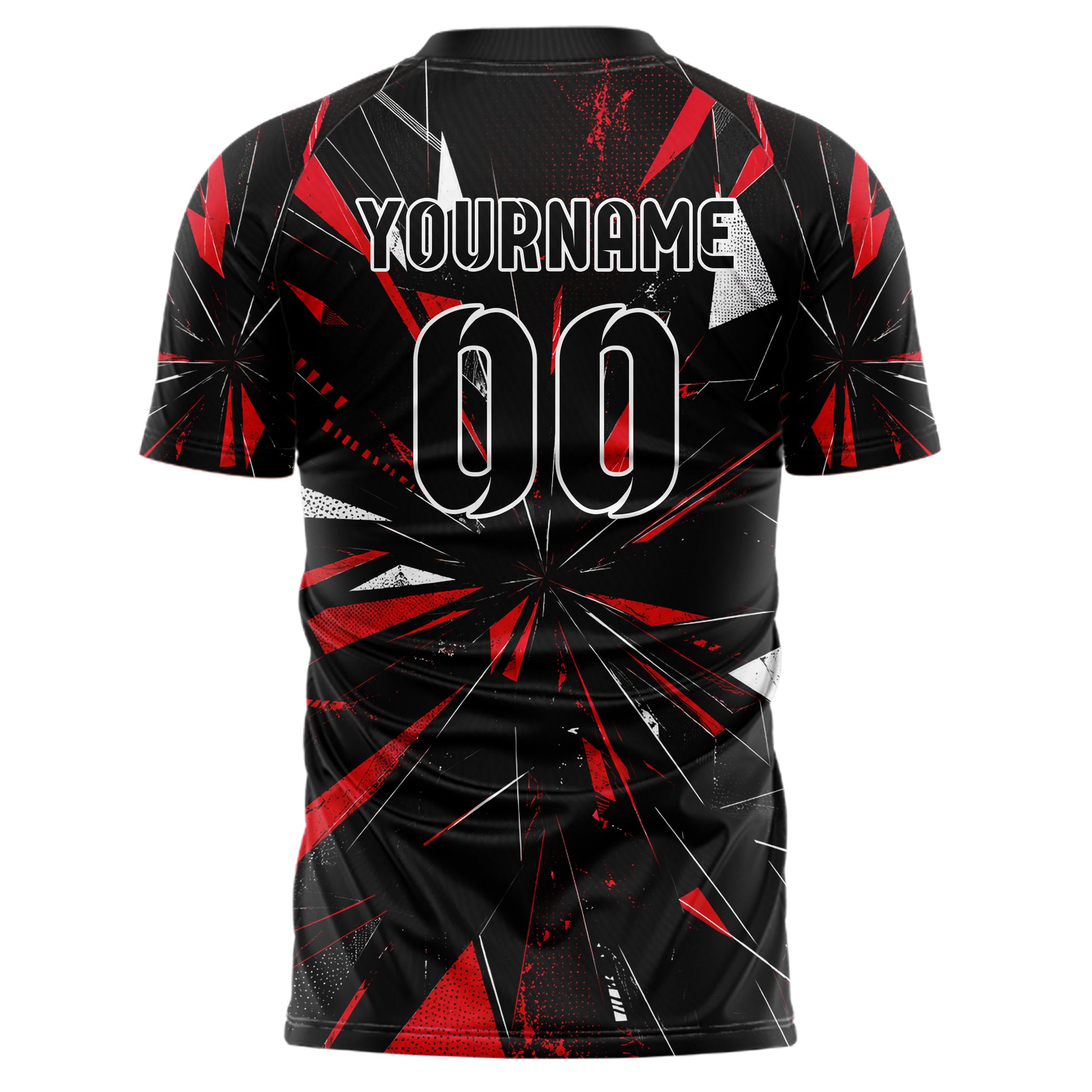Schwarz dunkles abstrakte Linien Polygon Shards Design 12-0506 individuelles Fußballtrikot back