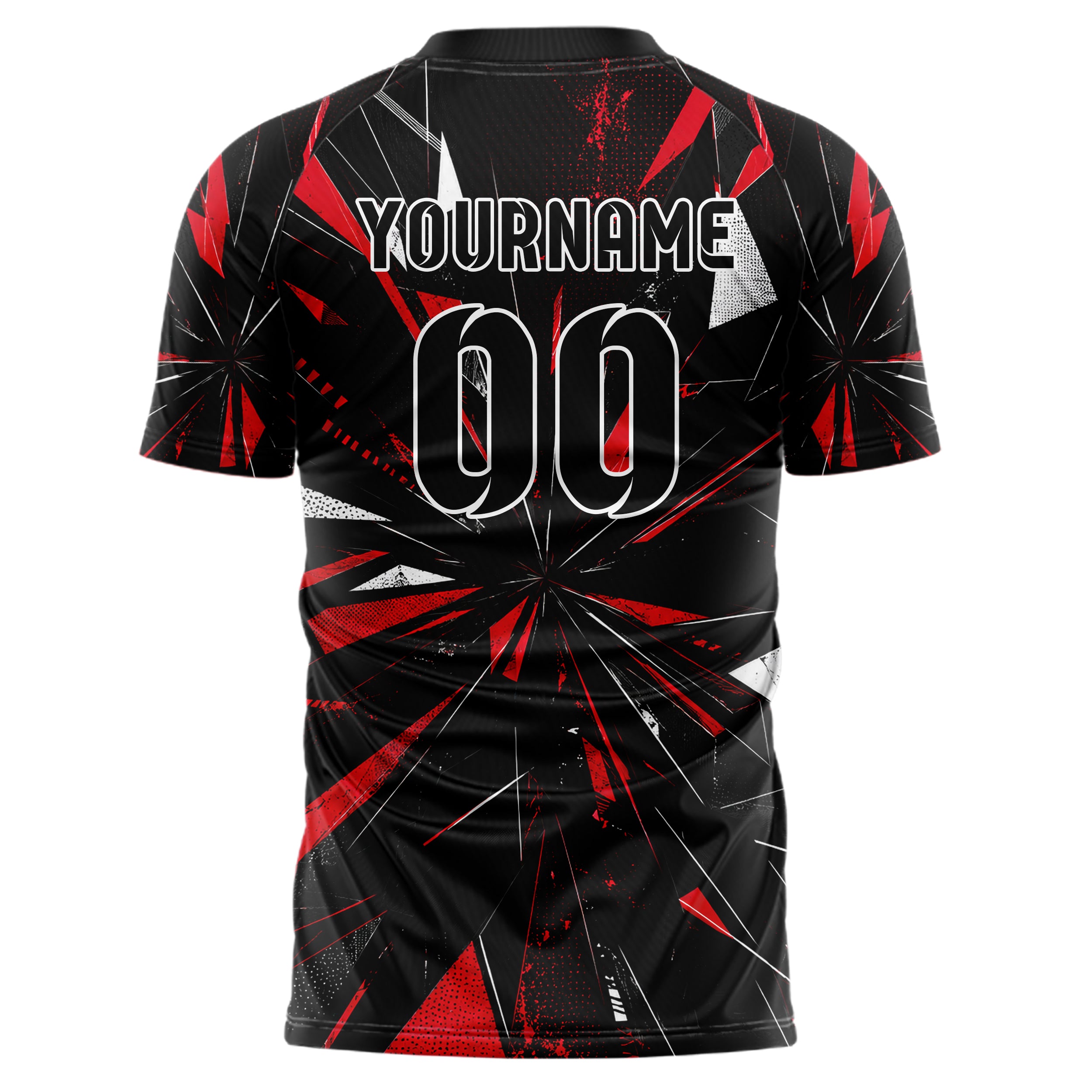 Schwarz dunkles abstrakte Linien Polygon Shards Design 12-0506 individuelles Fußballtrikot back