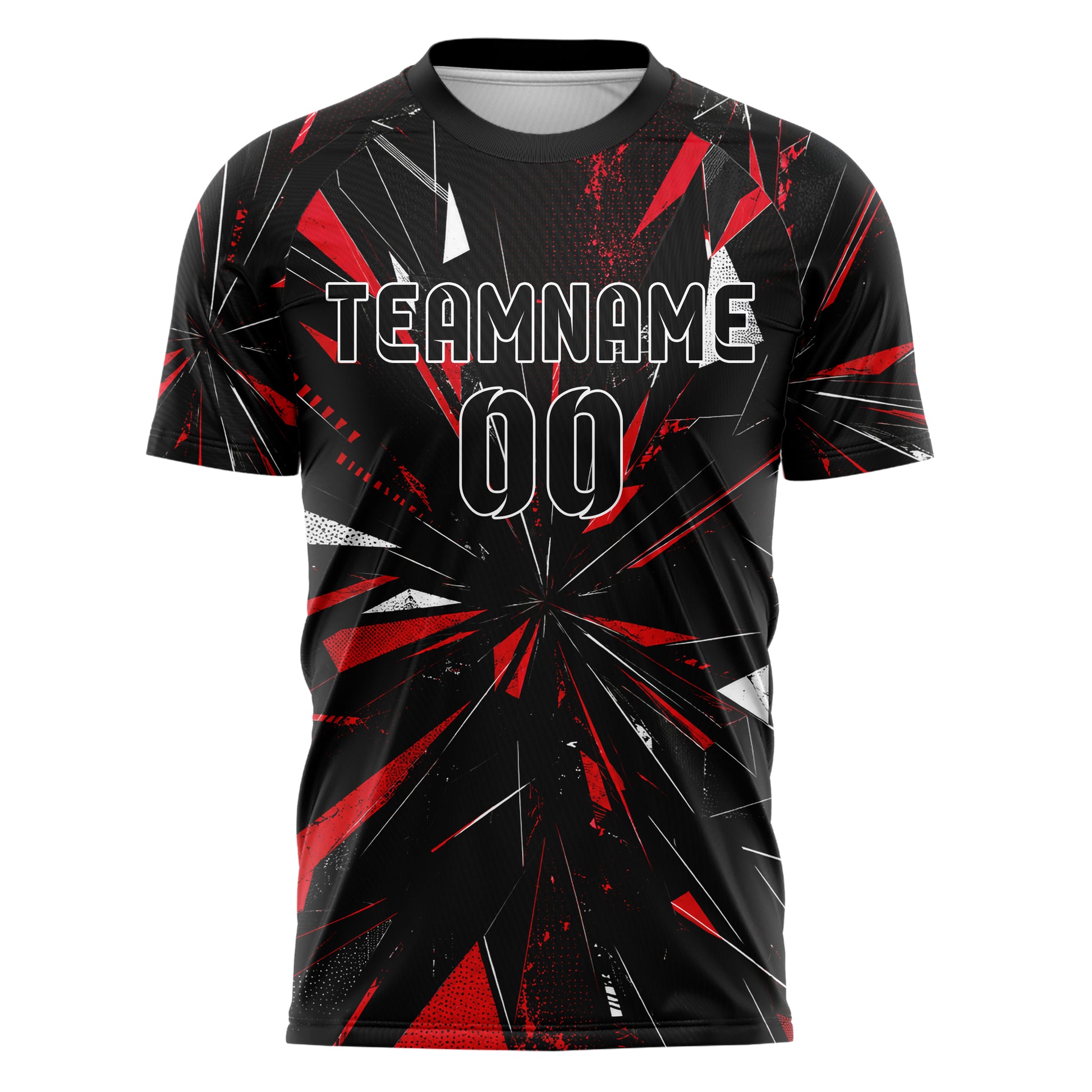 Schwarz dunkles abstrakte Linien Polygon Shards Design 12-0506 individuelles Fußballtrikot front