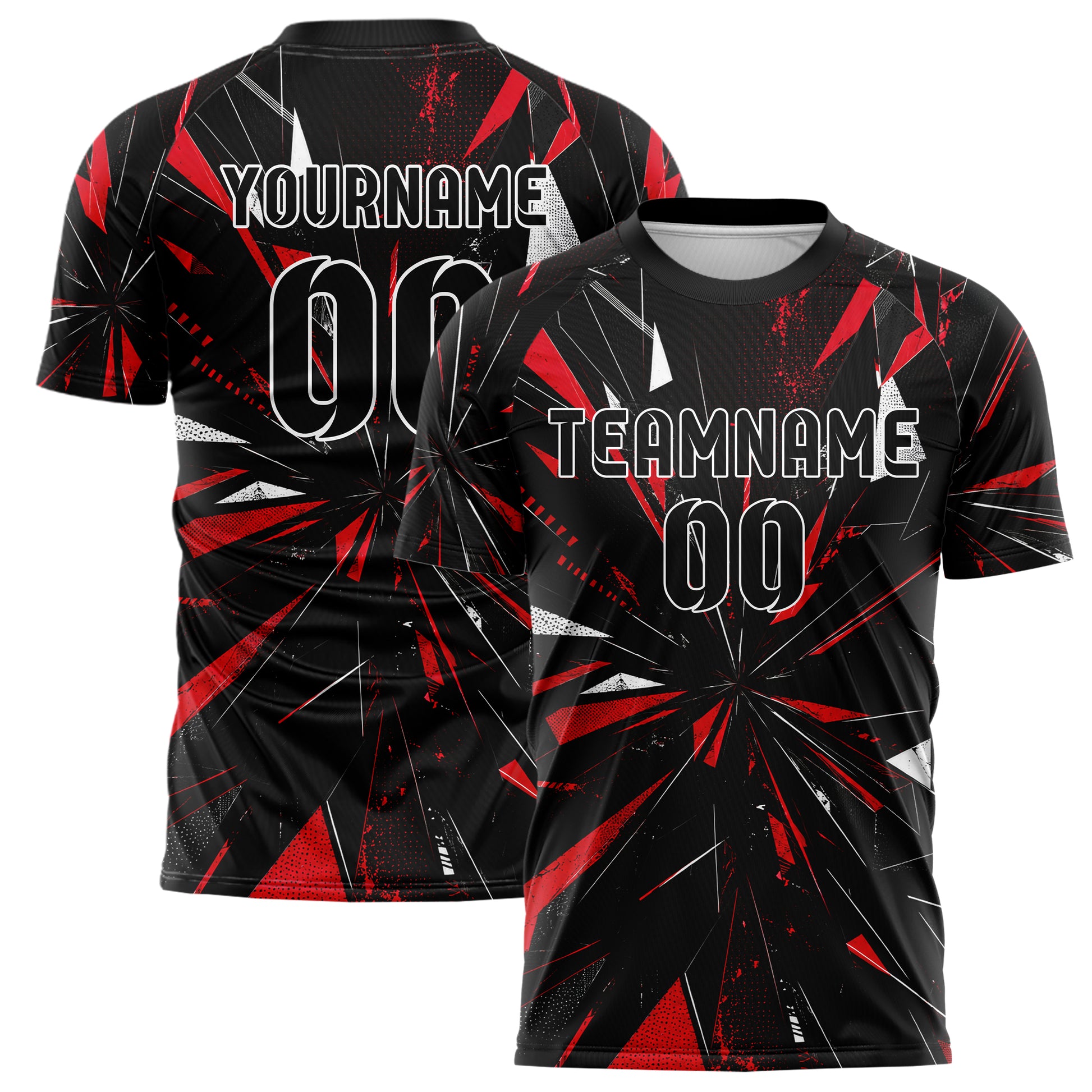 Schwarz dunkles abstrakte Linien Polygon Shards Design 12-0506 individuelles Fußballtrikot main
