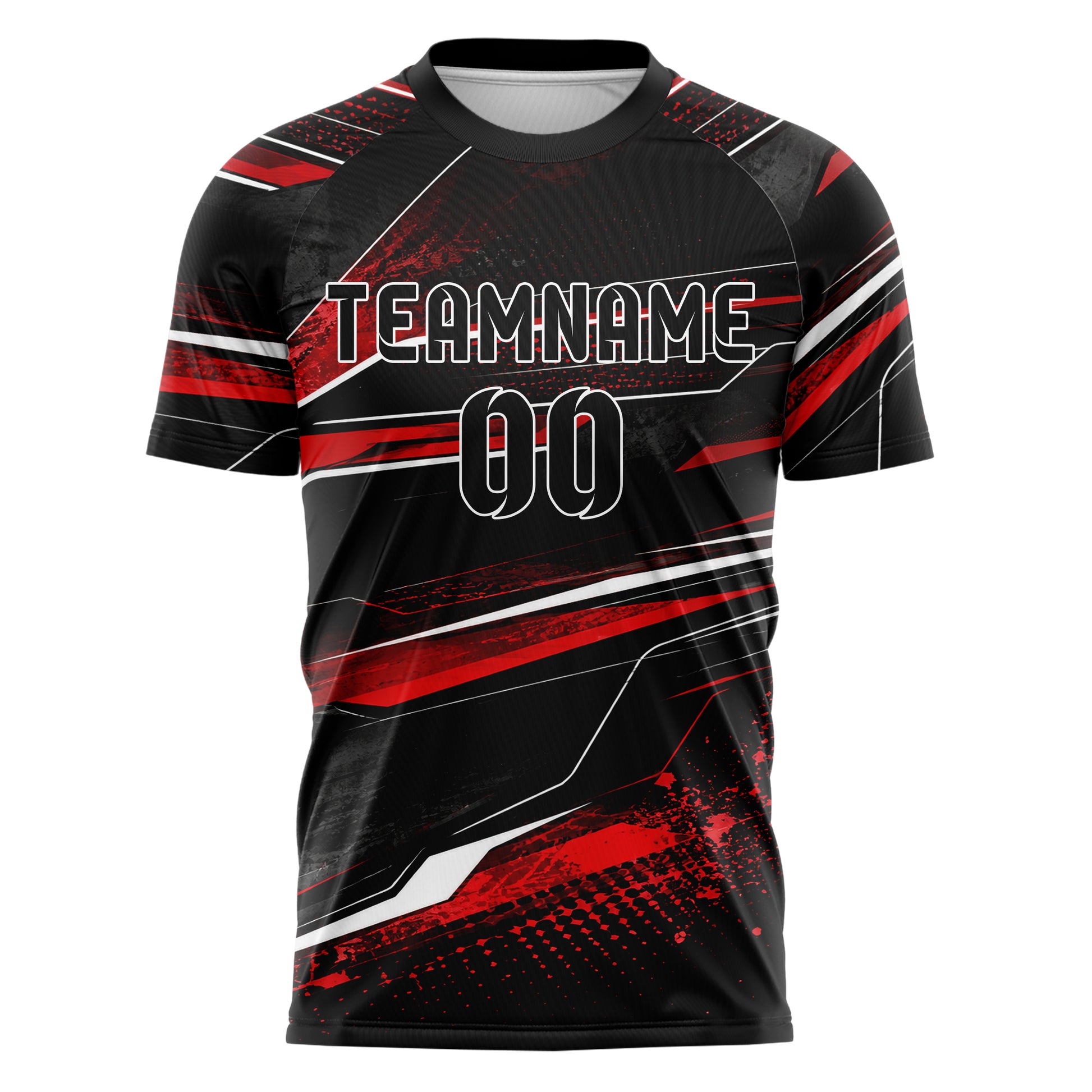 Schwarz dunkles abstrakte Linien Speckles Line Accents Design 12-0344 individuelles Fußballtrikot front