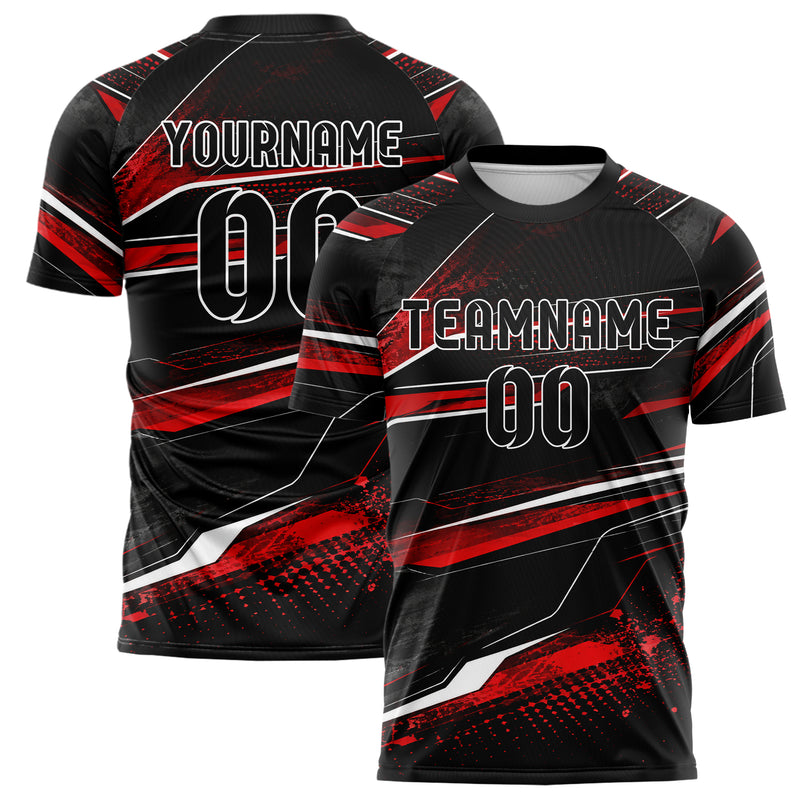 Schwarz dunkles abstrakte Linien Speckles Line Accents Design 12-0344 individuelles Fußballtrikot main